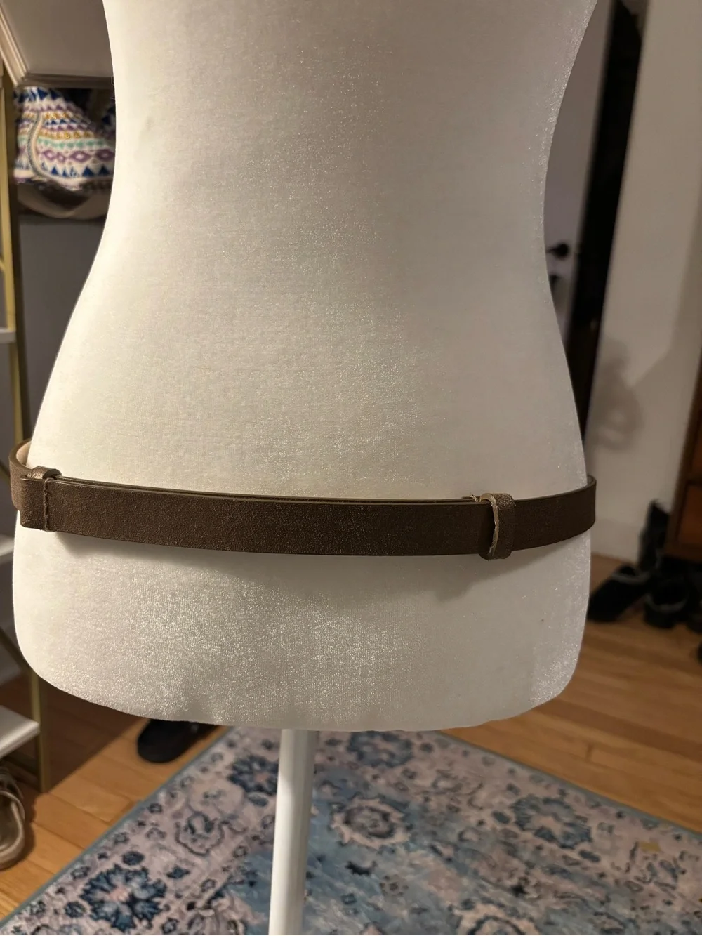 Coldwater Creek Brown Leather Belt with Brass Loop Buckle